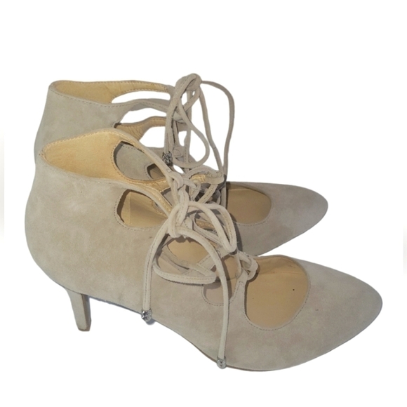 Karl Lagerfeld Jasmin Suede Lace-Up Neutral Pumps Sz 9 - Picture 3 of 11